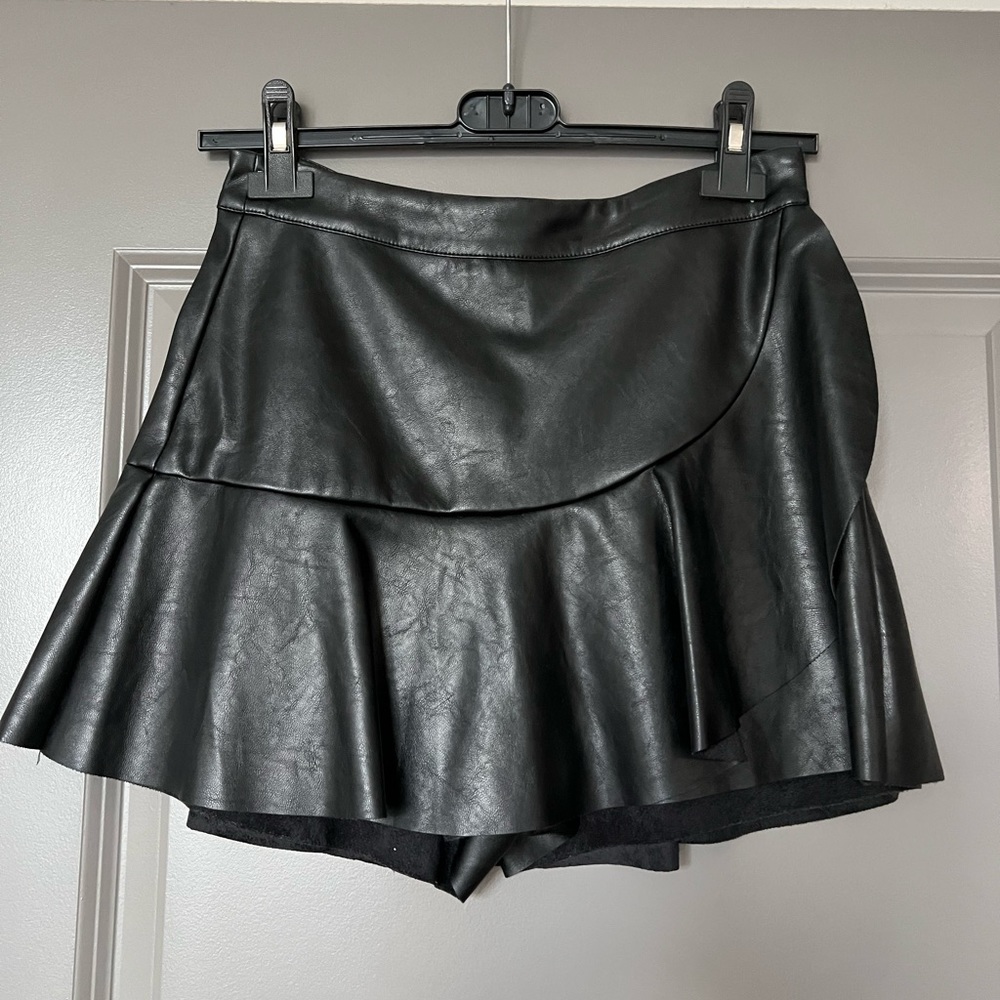 Faux Leather Skort